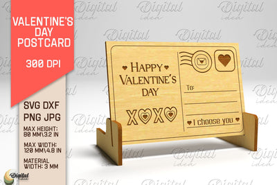Valentine's Day Postcard. 3D Stand Postcard Laser Cut SVG Evgenyia Guschina 