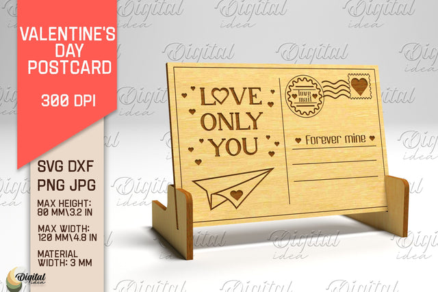 Valentine's Day Postcard. 3D Stand Postcard Laser Cut SVG Evgenyia Guschina 