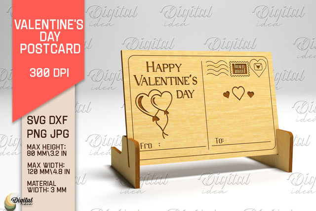 Valentine's Day Postcard. 3D Stand Postcard Laser Cut SVG Evgenyia Guschina 