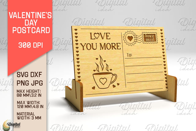 Valentine's Day Postcard. 3D Stand Postcard Laser Cut SVG Evgenyia Guschina 