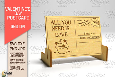 Valentine's Day Postcard. 3D Stand Postcard Laser Cut SVG Evgenyia Guschina 