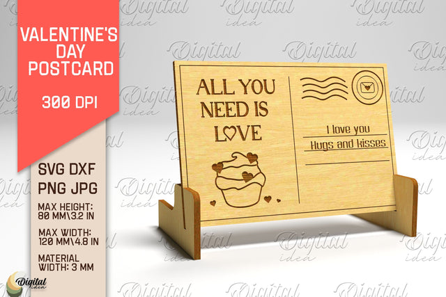 Valentine's Day Postcard. 3D Stand Postcard Laser Cut SVG Evgenyia Guschina 