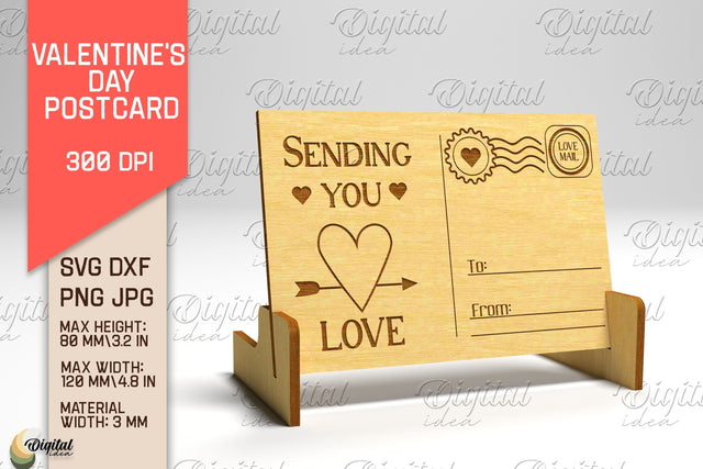 Valentine's Day Postcard. 3D Stand Postcard Laser Cut SVG Evgenyia Guschina 