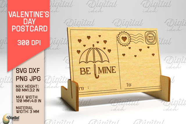 Valentine's Day Postcard. 3D Stand Postcard Laser Cut SVG Evgenyia Guschina 