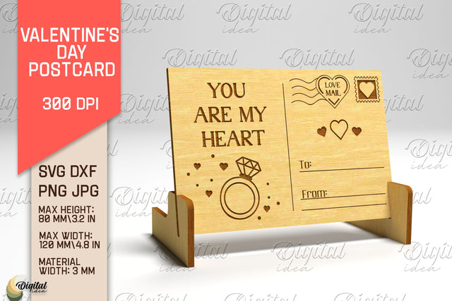 Valentine's Day Postcard. 3D Stand Postcard Laser Cut SVG Evgenyia Guschina 
