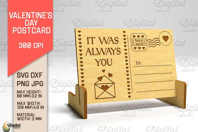 Valentine's Day Postcard. 3D Stand Postcard Laser Cut SVG Evgenyia Guschina 