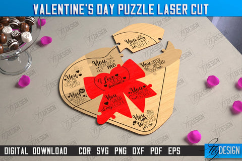 Valentine's Day Puzzle Laser Cut Bundle | Romantic Gift Idea | I love you because | CNC Files SVG Fly Design 