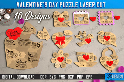 Valentine's Day Puzzle Laser Cut Bundle | Romantic Gift Idea | I love you because | CNC Files SVG Fly Design 