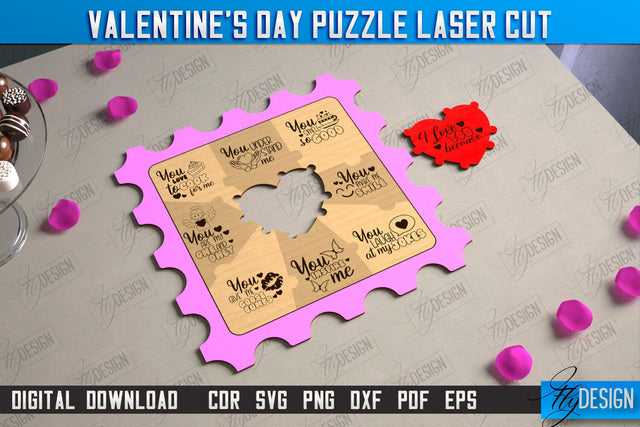 Valentine's Day Puzzle Laser Cut | Romantic Gift Idea | I love you because | CNC File SVG Fly Design 