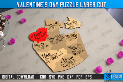 Valentine's Day Puzzle Laser Cut | Romantic Gift Idea | I love you because | CNC File SVG Fly Design 