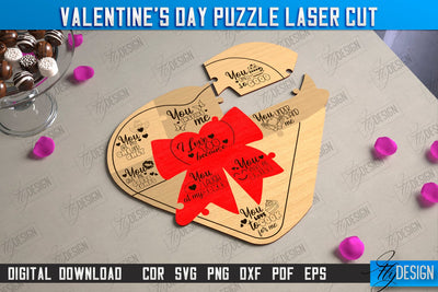 Valentine's Day Puzzle Laser Cut | Romantic Gift Idea | I love you because | CNC File SVG Fly Design 