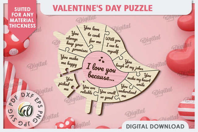 Valentine's Day Puzzle Laser Cut. Valentine's Gift SVG SVG Evgenyia Guschina 