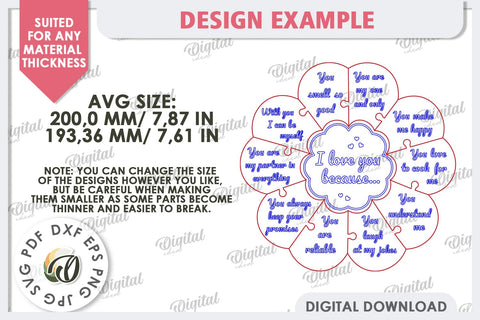 Valentine's Day Puzzles LaserCut Bundle. Valentines Gift SVG SVG Evgenyia Guschina 