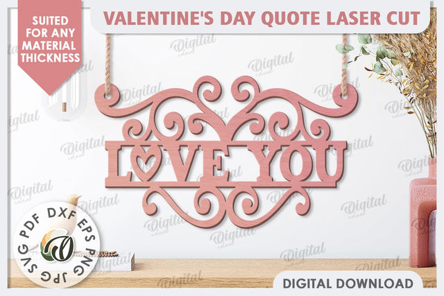Valentine's Day Quote Laser Cut. Wall Decoration SVG SVG Evgenyia Guschina 