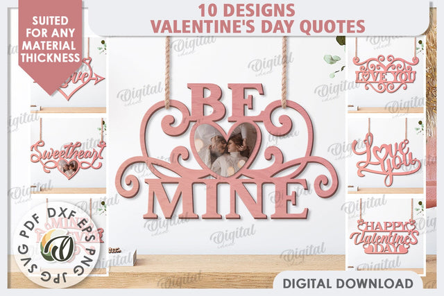 Valentine's Day Quotes Laser Cut Bundle. Wall Decoration SVG SVG Evgenyia Guschina 
