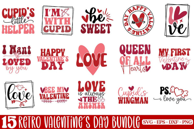 Valentine's Day Retro Design Bundle SVG CraftingStudio 