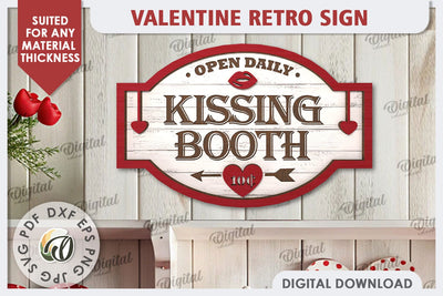 Valentine's Day Retro Sign Laser Cut. Valentine's Wall Sign SVG Evgenyia Guschina 