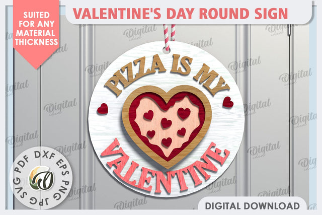 Valentine's Day Round Sign Laser Cut. 3D Love Sign SVG SVG Evgenyia Guschina 