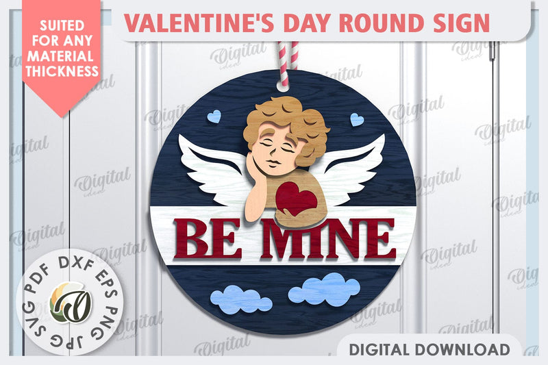 Valentine's Day Round Sign Laser Cut. 3D Love Sign SVG SVG Evgenyia Guschina 