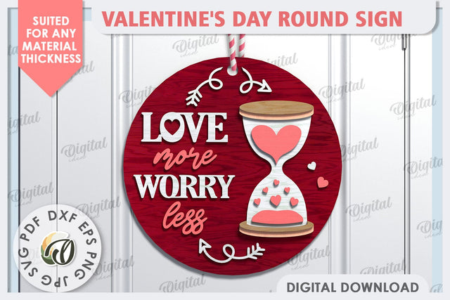 Valentine's Day Round Sign Laser Cut. 3D Love Sign SVG SVG Evgenyia Guschina 