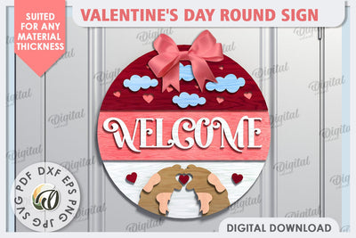 Valentine's Day Round Sign Laser Cut. 3D Love Sign SVG SVG Evgenyia Guschina 