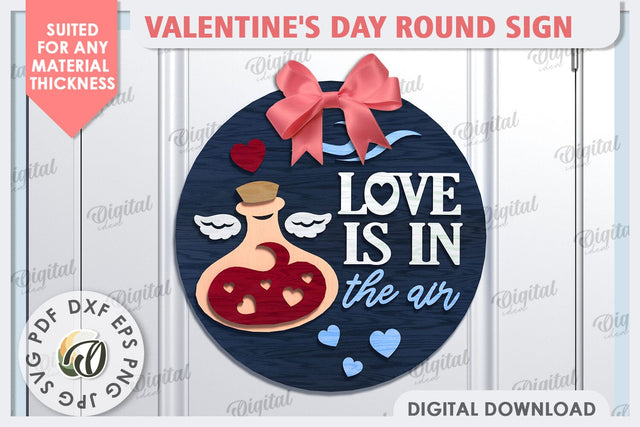 Valentine's Day Round Sign Laser Cut. 3D Love Sign SVG SVG Evgenyia Guschina 