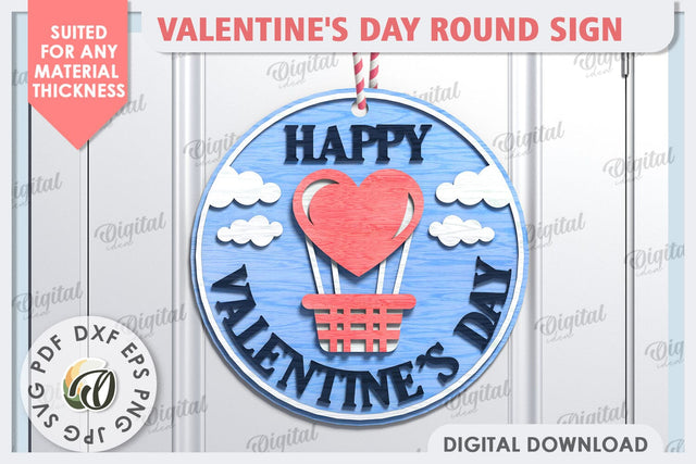 Valentine's Day Round Sign Laser Cut. 3D Love Sign SVG SVG Evgenyia Guschina 