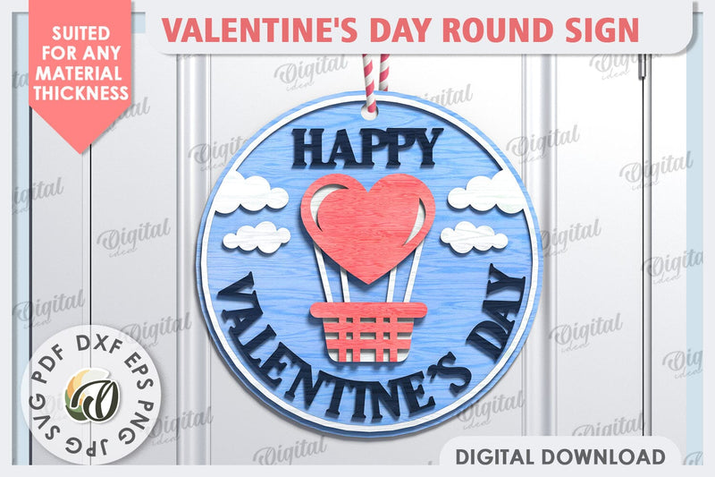 Valentine's Day Round Sign Laser Cut. 3D Love Sign SVG SVG Evgenyia Guschina 