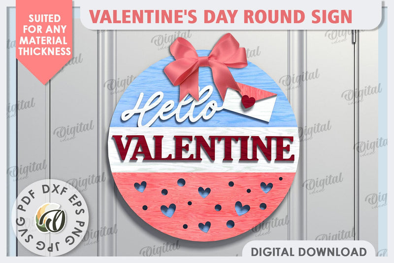 Valentine's Day Round Sign Laser Cut. 3D Love Sign SVG SVG Evgenyia Guschina 
