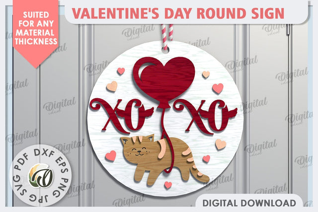Valentine's Day Round Sign Laser Cut. 3D Love Sign SVG SVG Evgenyia Guschina 