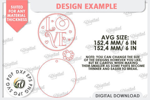 Valentine's Day Round Sign Laser Cut. 3D Love Sign SVG SVG Evgenyia Guschina 