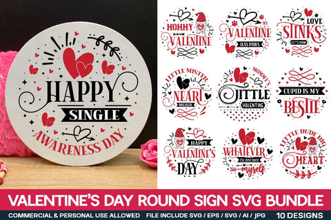 Valentine’s Day Round Sign Svg Bundle ,30 designs ,Funny Valentine’s Svg Bundle SVG designmaster24 