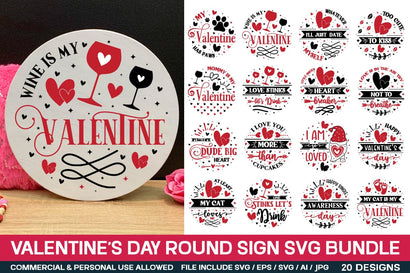 Valentine’s Day Round Sign Svg Bundle ,Funny Valentine’s Svg Bundle SVG designmaster24 