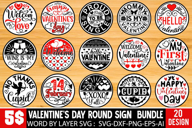 Valentine's Day round Sign SVG Bundle ,Round Sign SVG ,Happy Valentine's Day, Valentine's Day Round Sign SVG Cut File, Valentine's Day Sublimation, Valentine's Day Silhoutee,Valentine's Day SVG Bundle Sublimation Insomnia Std 