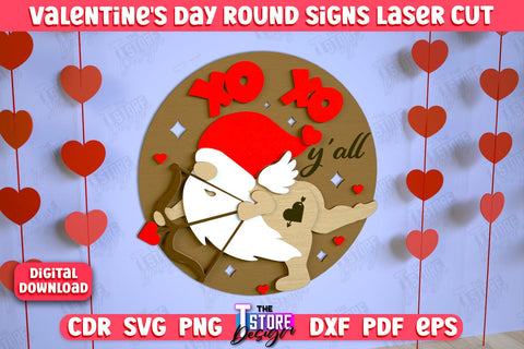Valentine's Day Round Signs Bundle | Romantic Gift | Round Wall Sign | CNC Files SVG The T Store Design 
