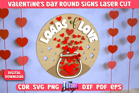 Valentine's Day Round Signs Bundle | Romantic Gift | Round Wall Sign | CNC Files SVG The T Store Design 