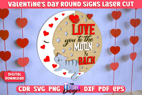 Valentine's Day Round Signs Bundle | Romantic Gift | Round Wall Sign | CNC Files SVG The T Store Design 