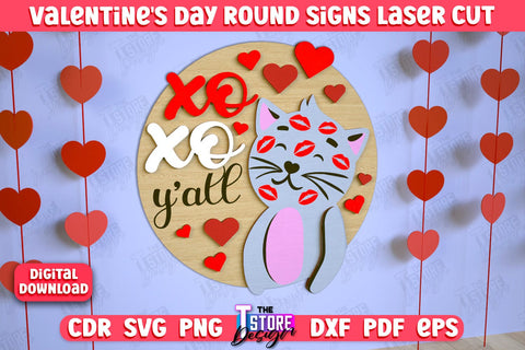 Valentine's Day Round Signs Bundle | Romantic Gift | Round Wall Sign | CNC Files SVG The T Store Design 
