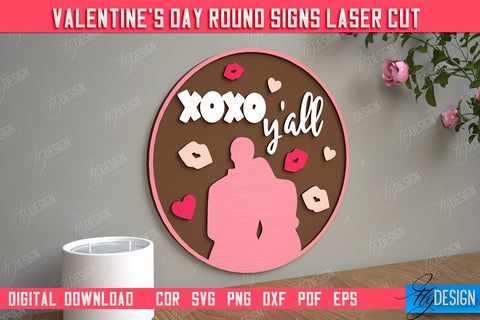 Valentine's Day Round Signs Bundle | Romantic Gifts | Round Wall Signs | CNC Files SVG Fly Design 