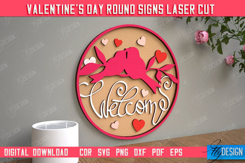 Valentine's Day Round Signs Bundle | Romantic Gifts | Round Wall Signs | CNC Files SVG Fly Design 