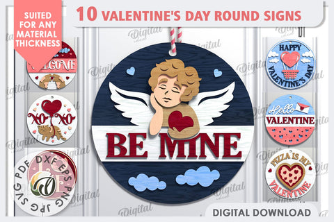 Valentine's Day Round Signs Laser Cut Bundle. Love Signs SVG SVG Evgenyia Guschina 