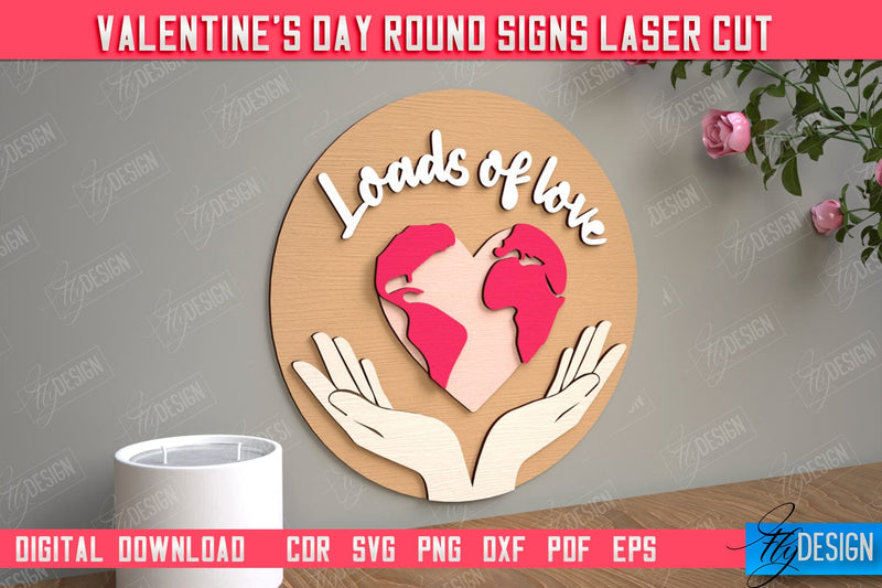 Valentine's Day Round Signs | Romantic Gift | Round Wall Sign | CNC File SVG Fly Design 