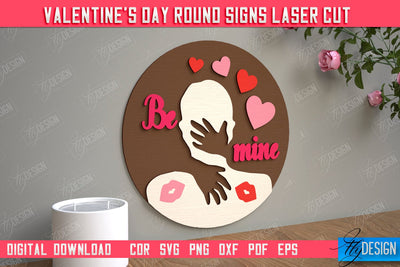 Valentine's Day Round Signs | Romantic Gift | Round Wall Sign | CNC File SVG Fly Design 