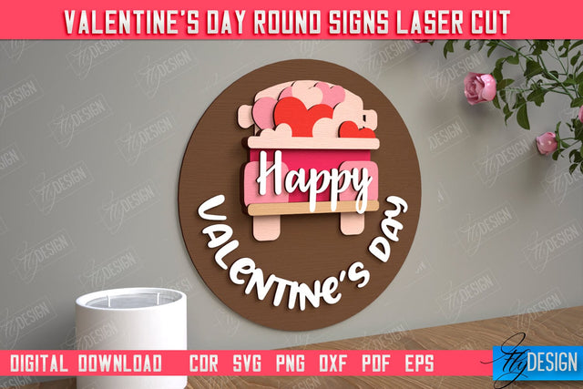 Valentine's Day Round Signs | Romantic Gift | Round Wall Sign | CNC File SVG Fly Design 