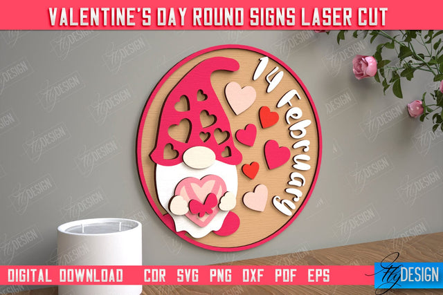 Valentine's Day Round Signs | Romantic Gift | Round Wall Sign | CNC File SVG Fly Design 