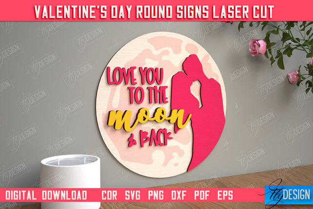 Valentine's Day Round Signs | Romantic Gift | Round Wall Sign | CNC File SVG Fly Design 