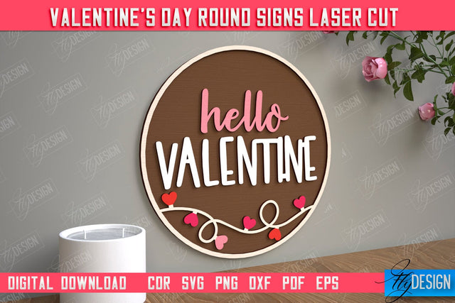 Valentine's Day Round Signs | Romantic Gift | Round Wall Sign | CNC File SVG Fly Design 