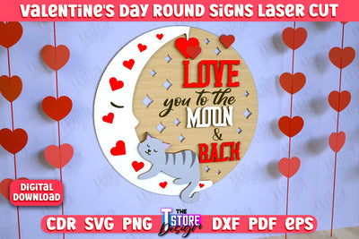 Valentine's Day Round Signs | Romantic Gift | Round Wall Sign | CNC File SVG The T Store Design 