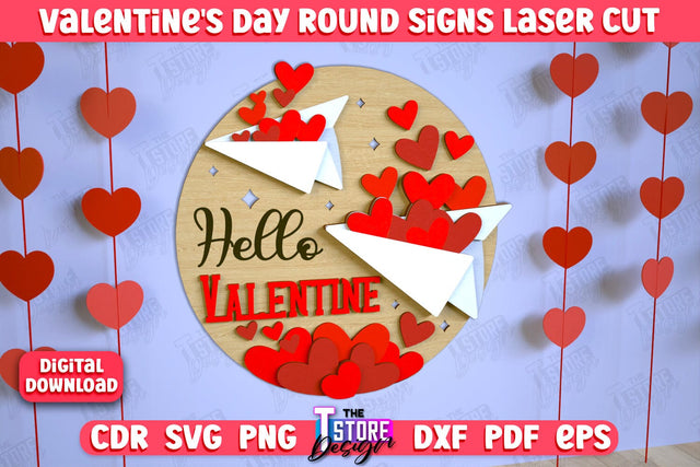 Valentine's Day Round Signs | Romantic Gift | Round Wall Sign | CNC File SVG The T Store Design 