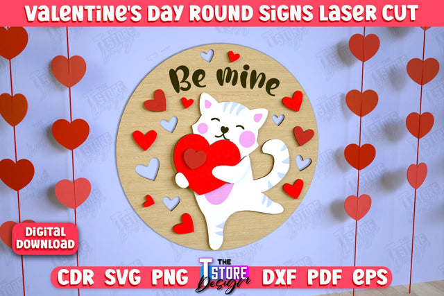 Valentine's Day Round Signs | Romantic Gift | Round Wall Sign | CNC File SVG The T Store Design 